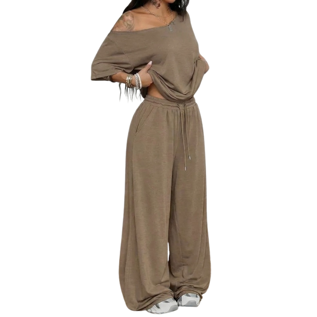 DARYN™ – Relaxed Off-Shoulder Wide Leg Two Piece Outfits