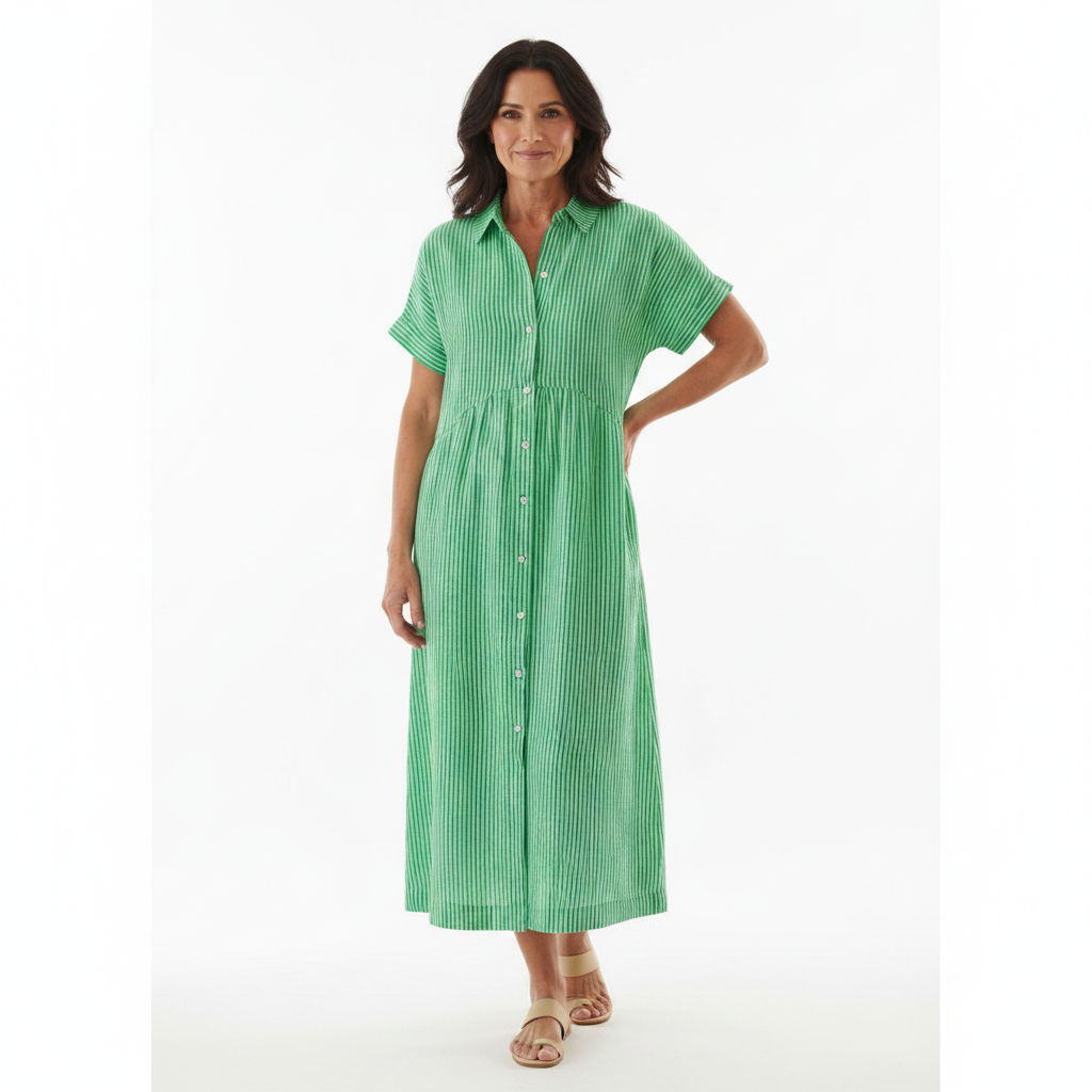 Isabelle | Striped Button-Front Midi Dress