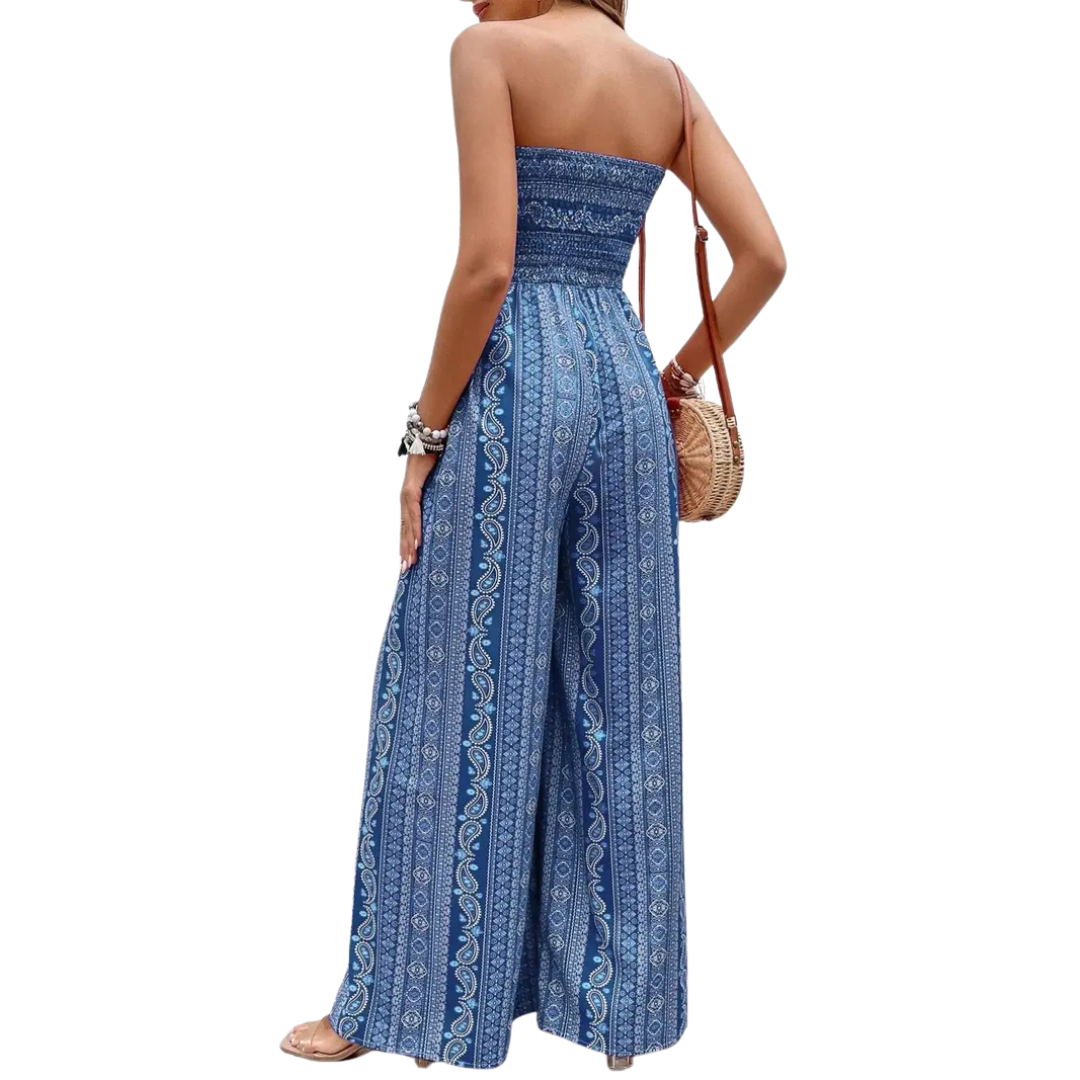 CRESSWELL™ – Boho Floral Strapless Jumpsuit
