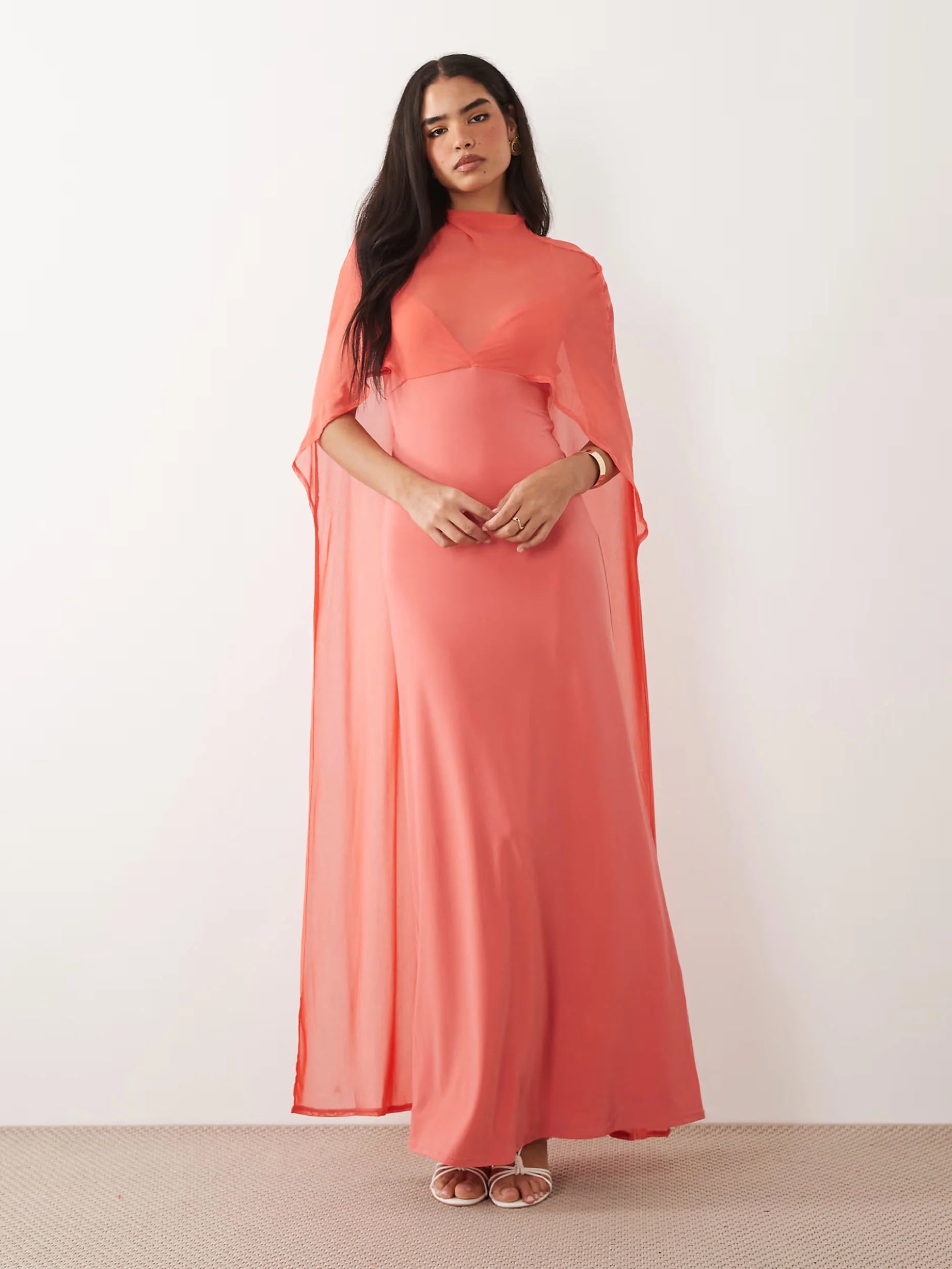 VIOLETTA™ – Exaggerated Cape Maxi Dress