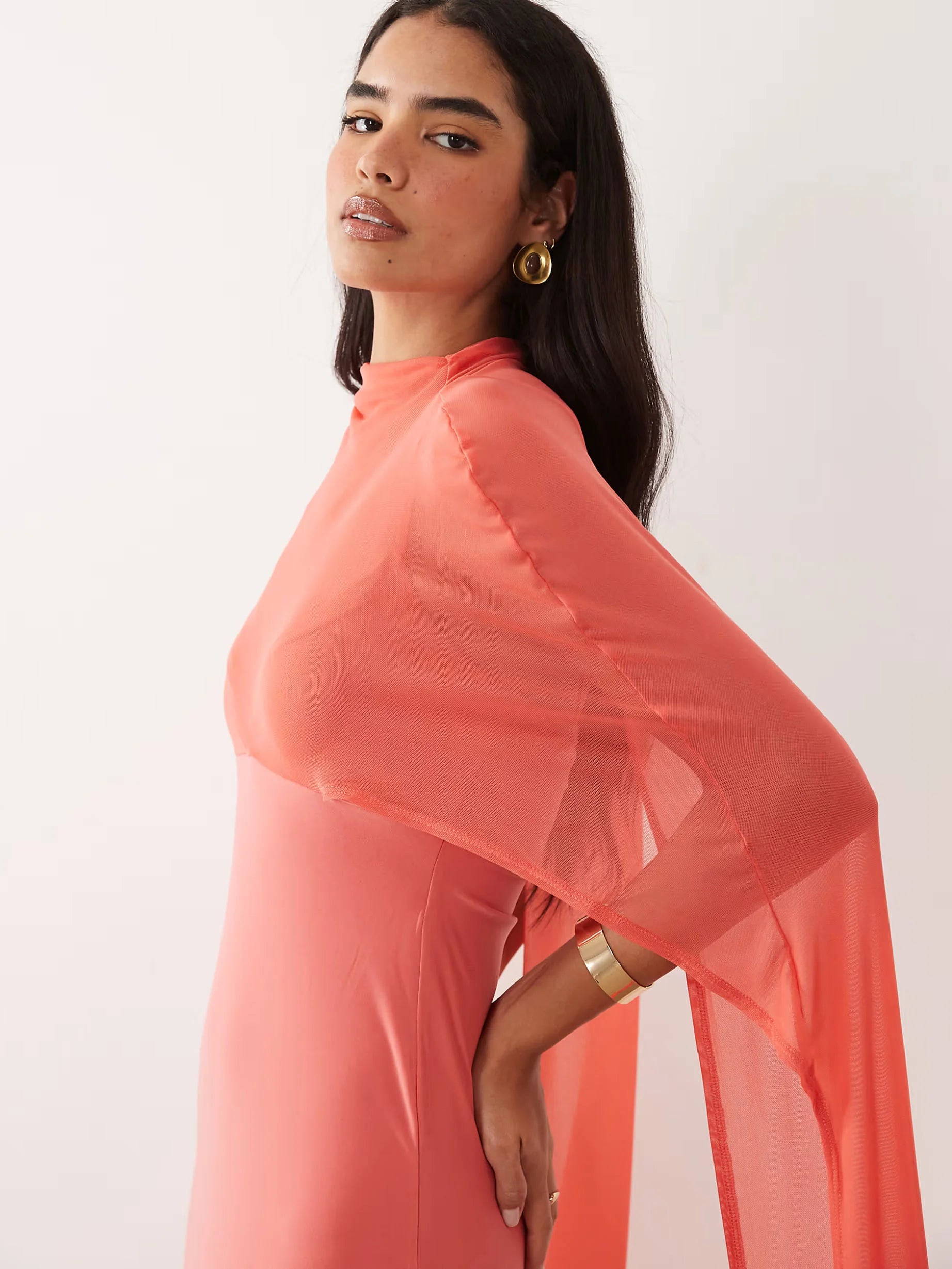 VIOLETTA™ – Exaggerated Cape Maxi Dress