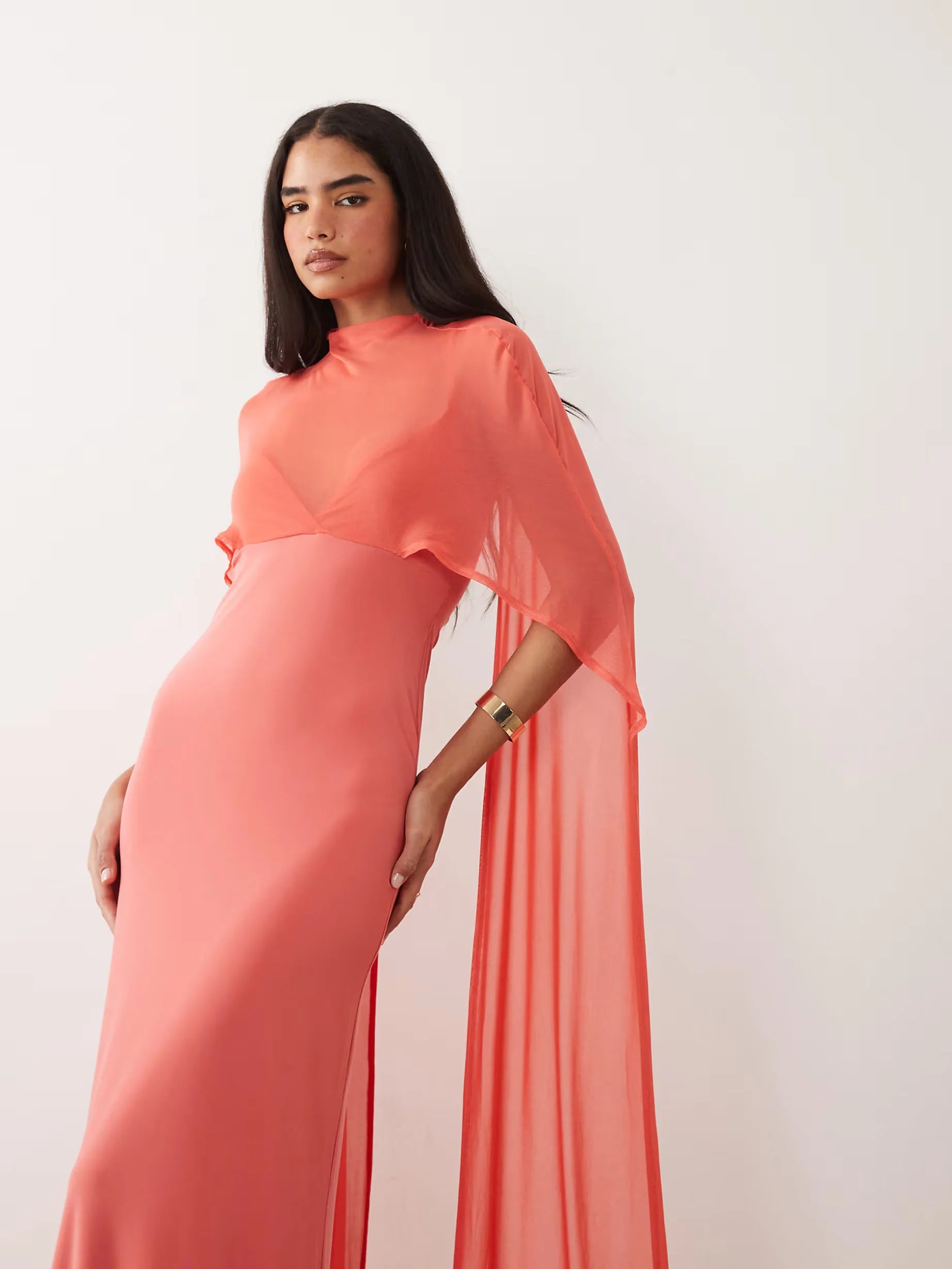 VIOLETTA™ – Exaggerated Cape Maxi Dress
