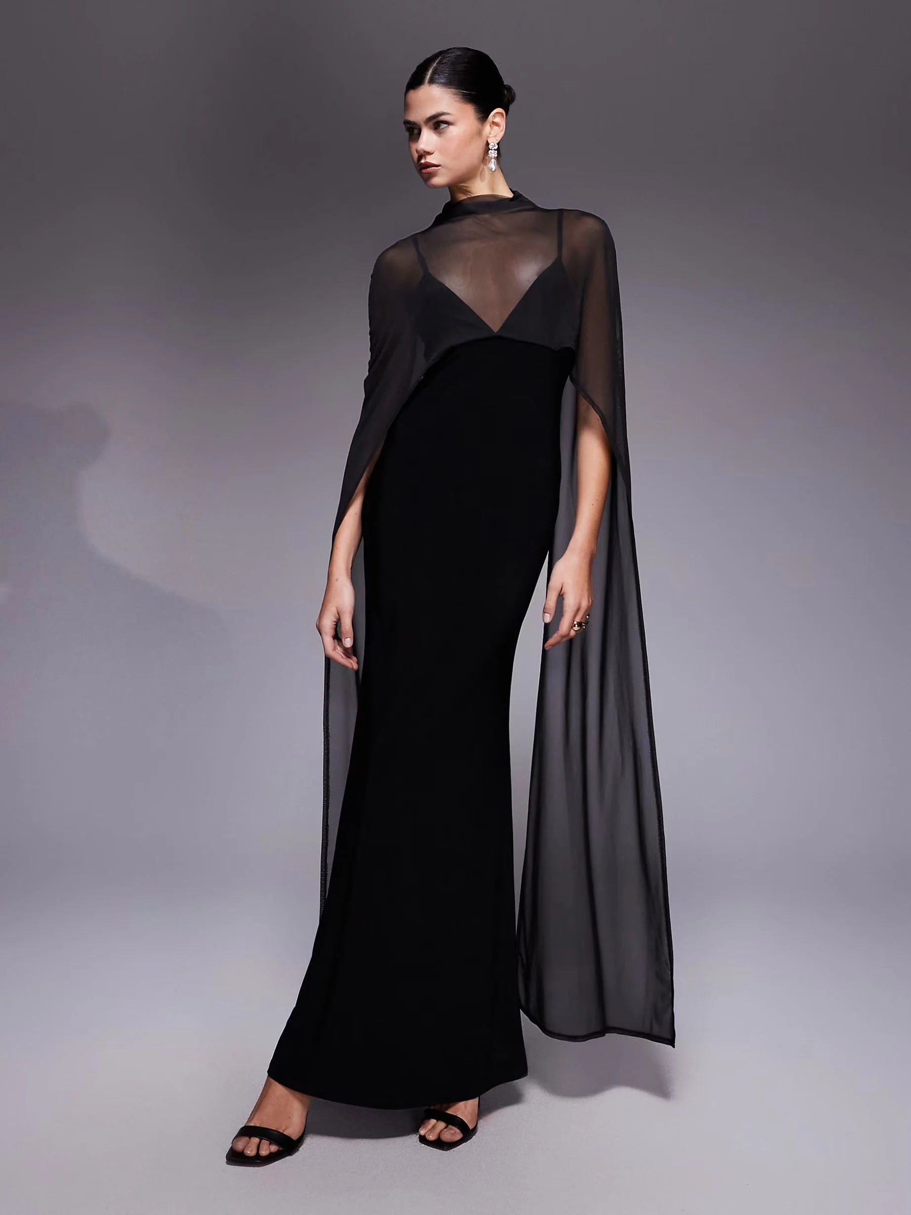 VIOLETTA™ – Exaggerated Cape Maxi Dress